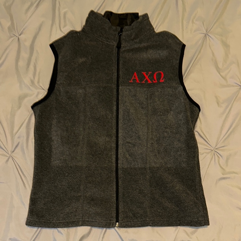 Alpha Chi Omega Gray Fleece Vest